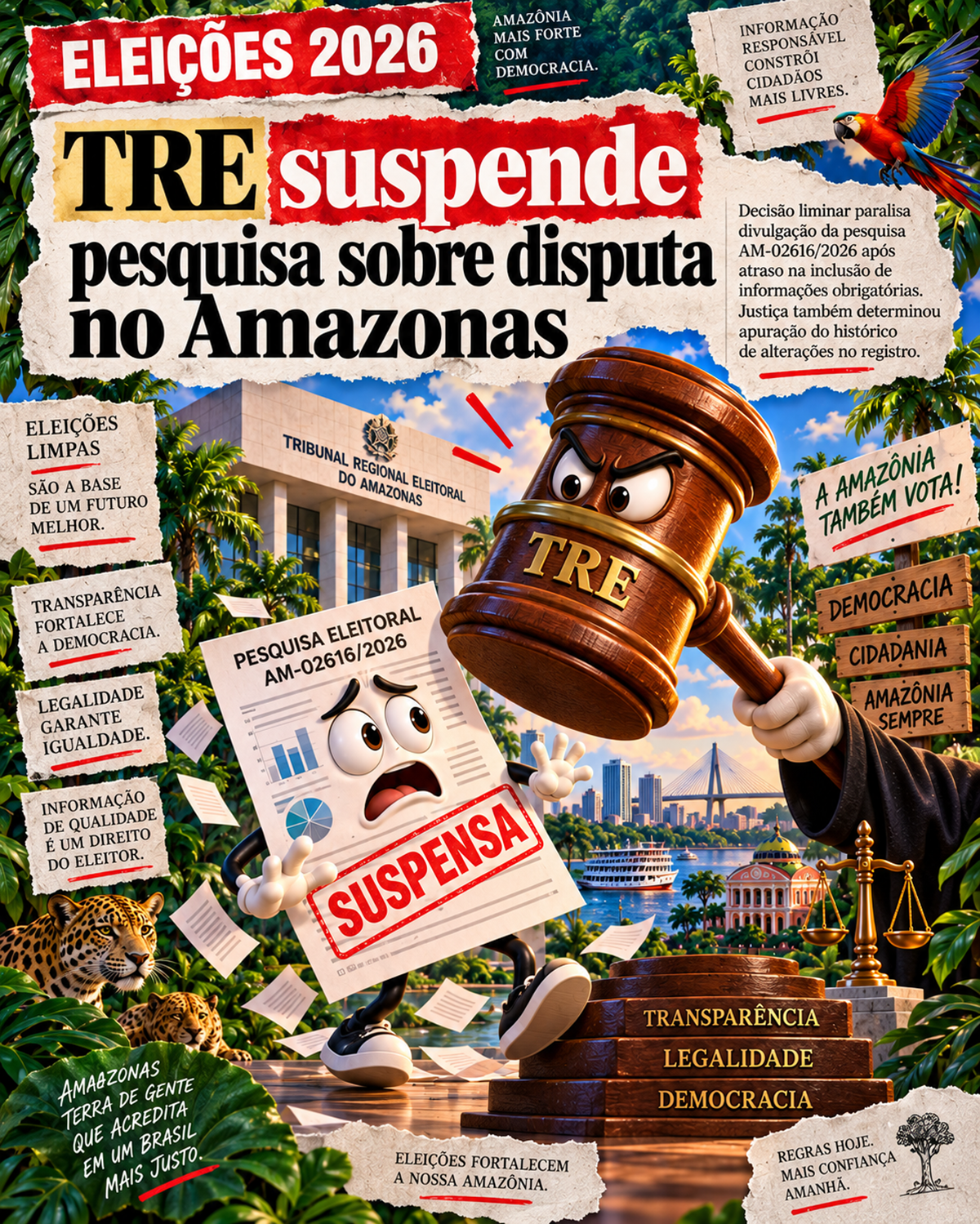 Pesquisa para Governo do Amazonas é suspensa pelo TRE-AM